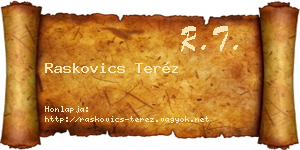 Raskovics Teréz névjegykártya